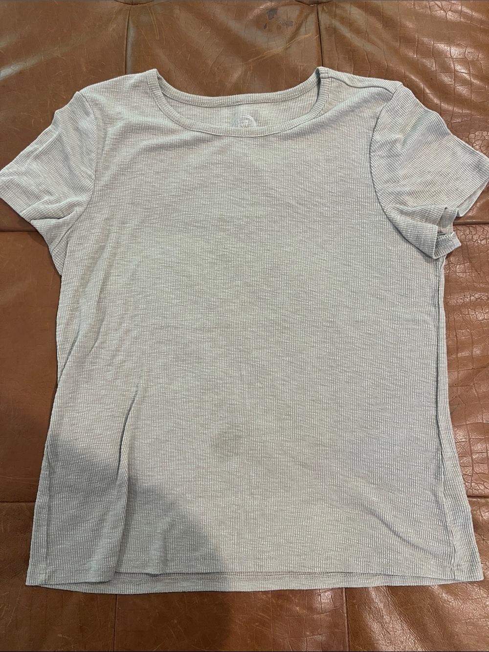 Ribbed Short Sleeve Tee in Light Tan